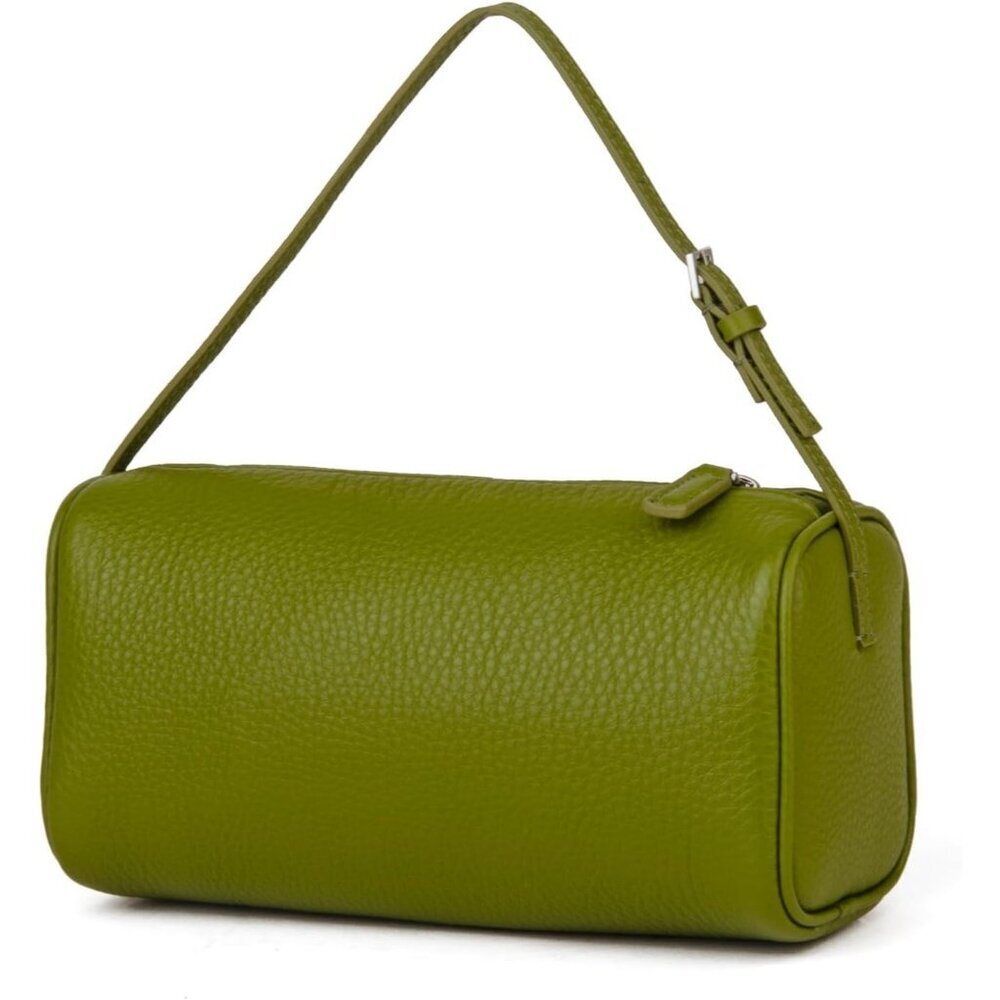 Women Olive Green-lychee Crossbody Purse with Adjustable Strap Full-Leather - Picture 1 of 7